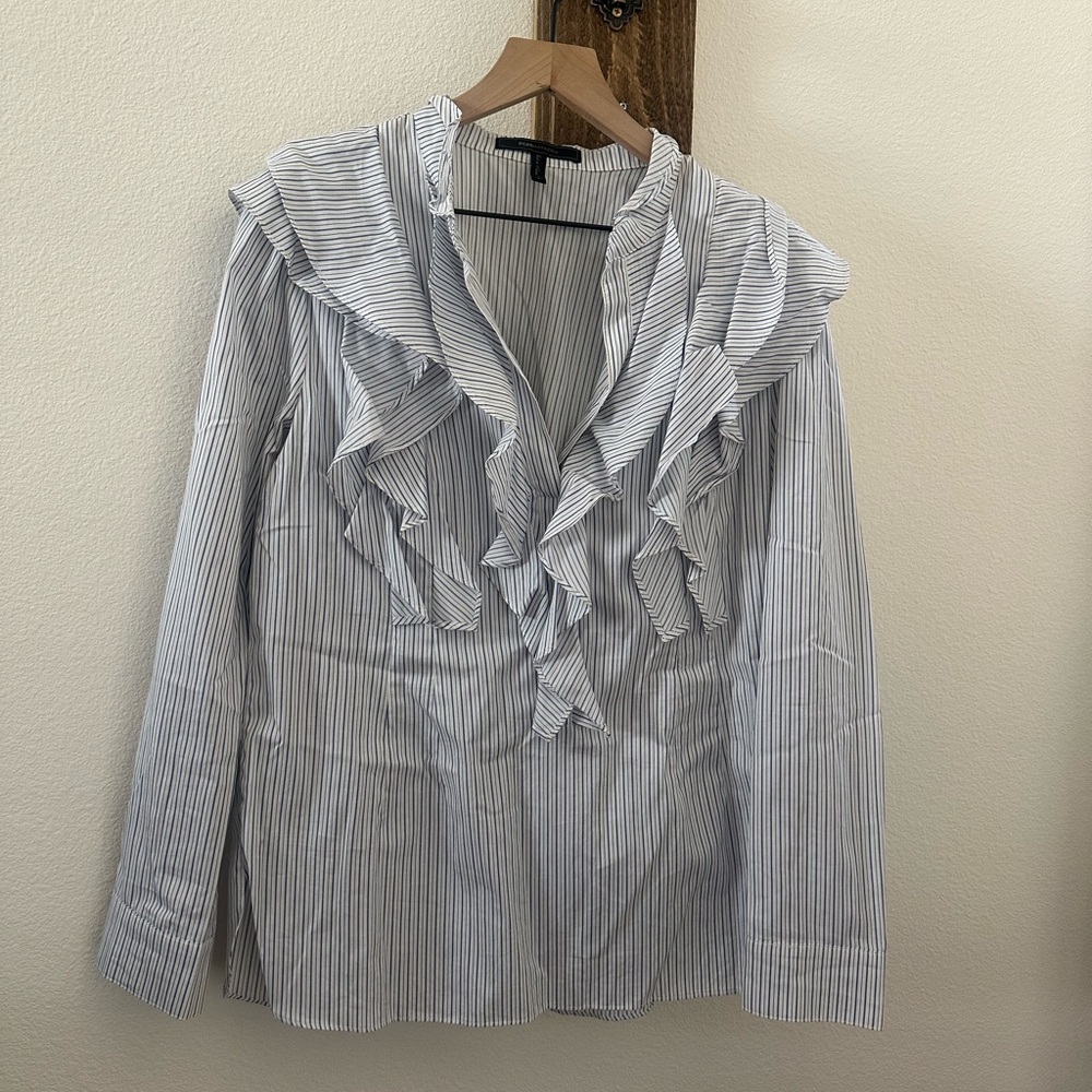 BCBGMaxAzria Blue and White Striped Top